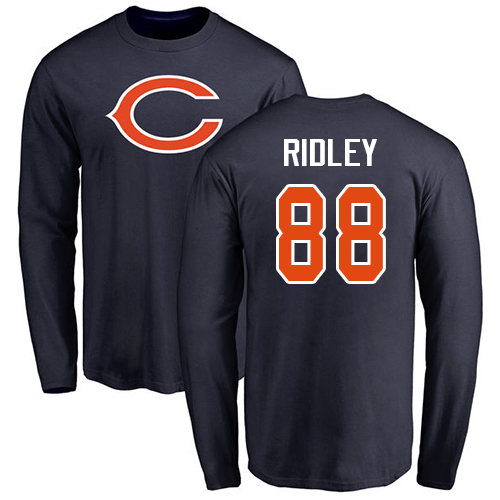 Chicago Bears Men Navy Blue Riley Ridley Name and Number Logo NFL Football #88 Long Sleeve T Shirt